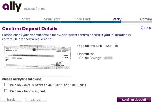 ally echeck deposit