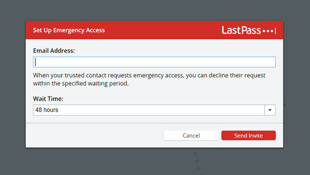 LastPass emergency contact - Password software